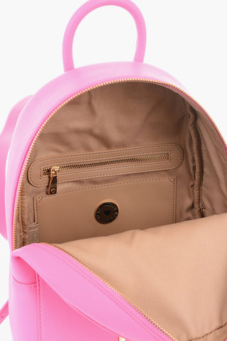 LOVE Solid Color Faux Leather Backpack with Golden Details
