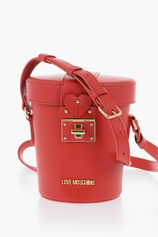 LOVE Leather Bucket Bag with Gold Turn-Lock Closure