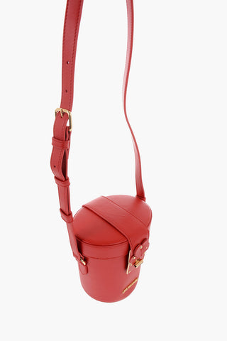 LOVE Leather Bucket Bag with Gold Turn-Lock Closure