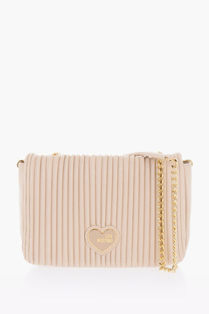 LOVE Borsa A Spalla in Ecopelle Plissettata con Catena Dorata