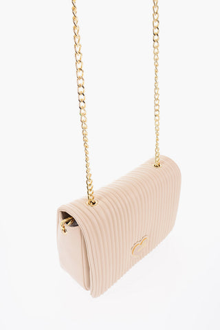 LOVE Borsa A Spalla in Ecopelle Plissettata con Catena Dorata