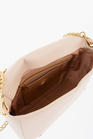 LOVE Borsa A Spalla in Ecopelle Plissettata con Catena Dorata