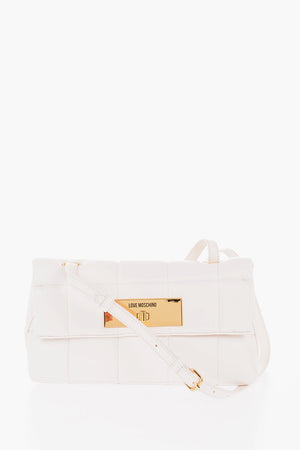 LOVE Quilted Faux Leather Shoulder Bag with Gold Turn-Lock Closure