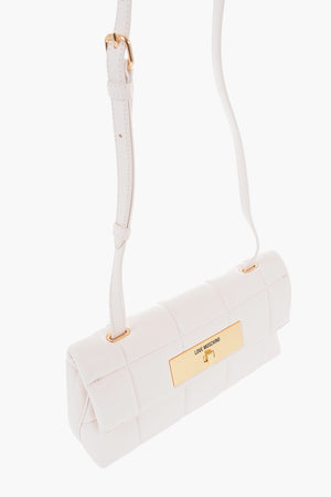 LOVE Quilted Faux Leather Shoulder Bag with Gold Turn-Lock Closure