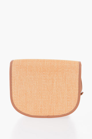 LOVE Raffia Shoulder Bag with Faux Leather Trims