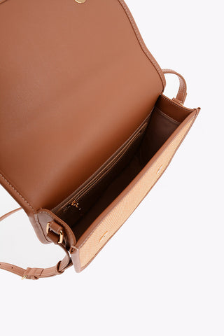 LOVE Raffia Shoulder Bag with Faux Leather Trims