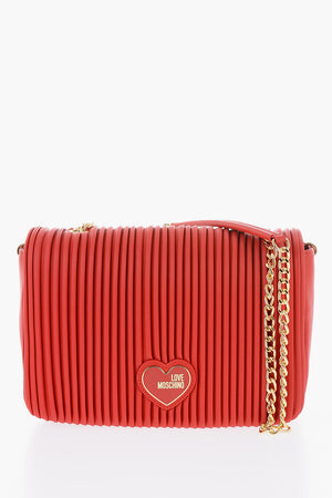 LOVE Borsa in Ecopelle Plissettata con Tracolla a Catena