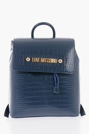LOVE Faux Leather Crocodile-Effect Backpack