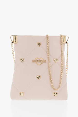 LOVE Borsa a Tracolla in Ecopelle Trapuntata con Borchie Gioiello a Forma di Cuore