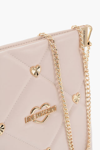 LOVE Borsa a Tracolla in Ecopelle Trapuntata con Borchie Gioiello a Forma di Cuore