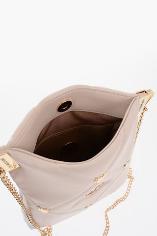 LOVE Borsa a Tracolla in Ecopelle Trapuntata con Borchie Gioiello a Forma di Cuore