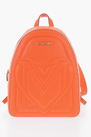 LOVE Faux Leather Solid-Color Backpack with Gold Logo