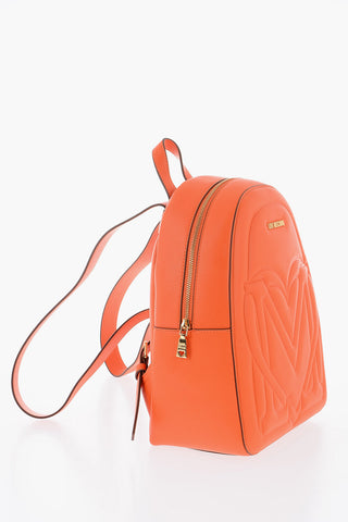 LOVE Faux Leather Solid-Color Backpack with Gold Logo