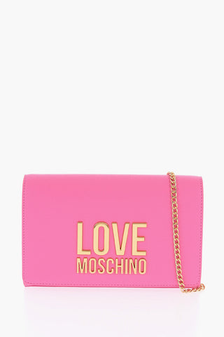 LOVE Faux Leather Bag with Golden Logo and Chain Shoulder Strap