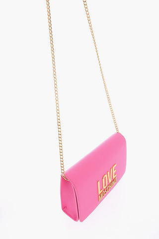 LOVE Faux Leather Bag with Golden Logo and Chain Shoulder Strap