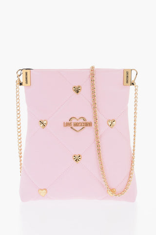 LOVE Borsa a Tracolla in Ecopelle con Cuoricini Dorati All-Over