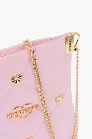 LOVE Borsa a Tracolla in Ecopelle con Cuoricini Dorati All-Over