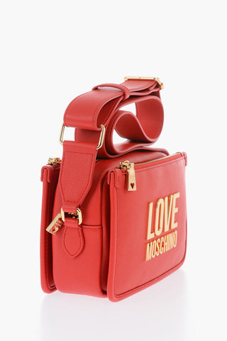 LOVE Hammered Faux Leather Camera Bag with Gold Logo Plaque
