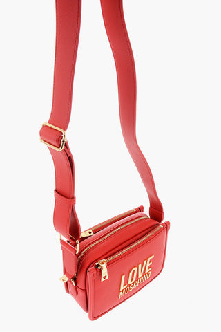 LOVE Hammered Faux Leather Camera Bag with Gold Logo Plaque