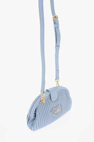 LOVE Pleated Faux Clutch with Removable Shoulder Strap