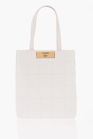 LOVE Quilted Vegan Leather Tote Bag with Turn Lock Closure