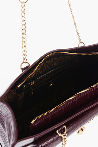 LOVE Crocodile Effect Faux Leather Tote Bag with Double External Pocket