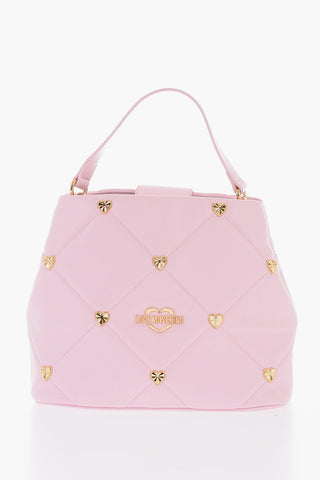 LOVE Borsa a Mano in Ecopelle con Cuoricini Dorati All-Over