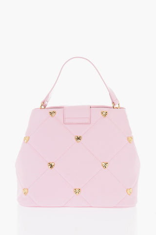 LOVE Borsa a Mano in Ecopelle con Cuoricini Dorati All-Over