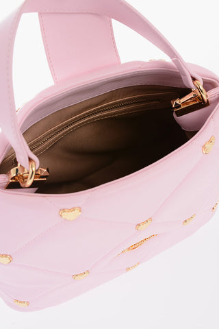 LOVE Borsa a Mano in Ecopelle con Cuoricini Dorati All-Over