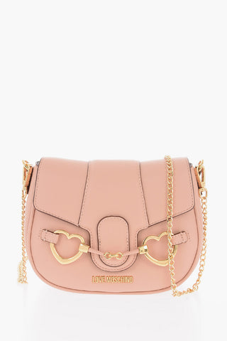 LOVE Vegan Leather Saddle Bag with Gold Heart-Shaped Clasp