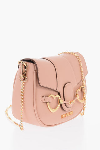 LOVE Vegan Leather Saddle Bag with Gold Heart-Shaped Clasp