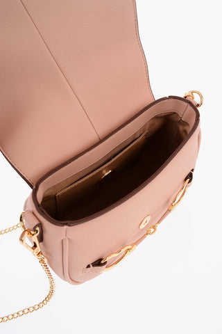LOVE Vegan Leather Saddle Bag with Gold Heart-Shaped Clasp