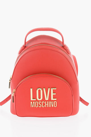 LOVE Hammered Faux Leather Backpack with Gold Logo Plate