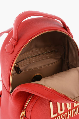 LOVE Hammered Faux Leather Backpack with Gold Logo Plate