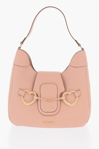 LOVE Borsa Hobo in Ecopelle Martellata con Maxi Morsetto a Forma di Cuore