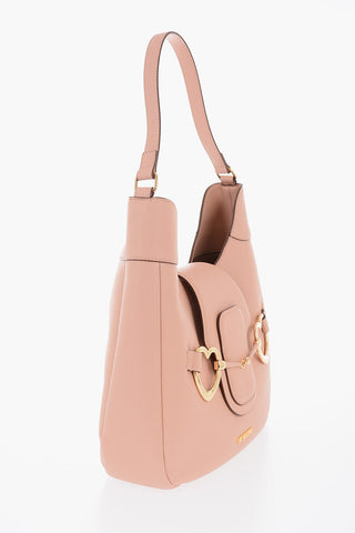 LOVE Borsa Hobo in Ecopelle Martellata con Maxi Morsetto a Forma di Cuore