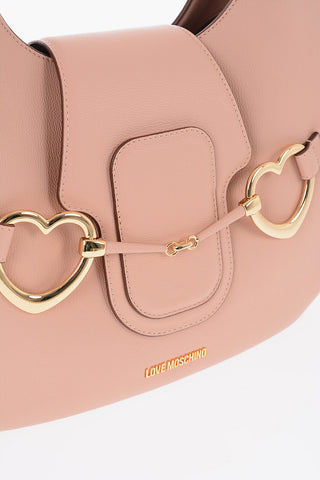 LOVE Borsa Hobo in Ecopelle Martellata con Maxi Morsetto a Forma di Cuore