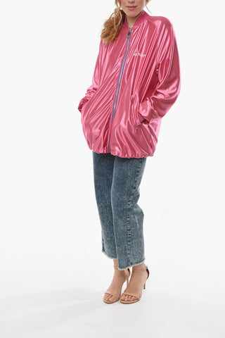 Zip Closure Satin Sweatshirt
