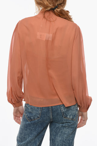 Silk Chiffon Tie Neck Blouse