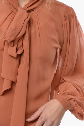 Silk Chiffon Tie Neck Blouse