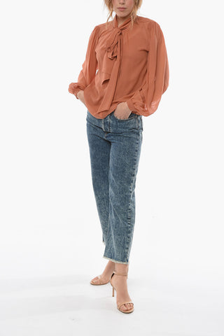 Silk Chiffon Tie Neck Blouse