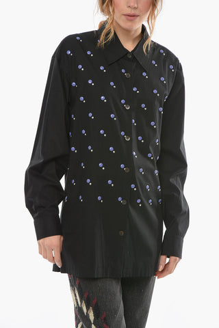 Cotton-poplin CROSS Shirt embellished with Beads