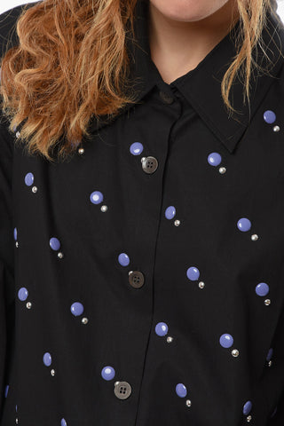 Cotton-poplin CROSS Shirt embellished with Beads