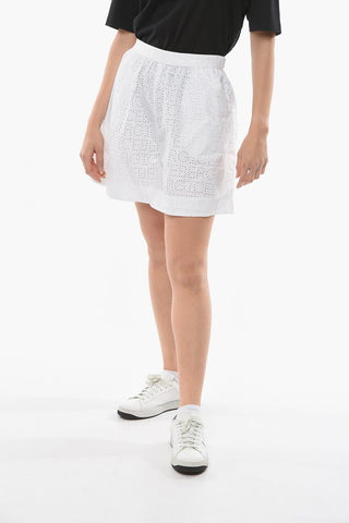 Broderie-anglaise Shorts with Logoed Band