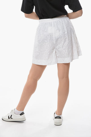Broderie-anglaise Shorts with Logoed Band