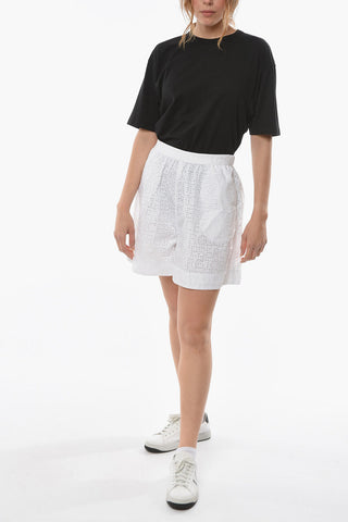 Broderie-anglaise Shorts with Logoed Band