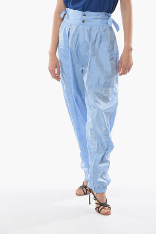 Pantaloni Jogger OLGA in Nylon e Seta con Zip alla Caviglia