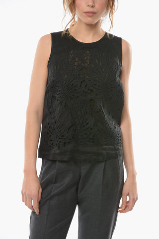 STUDIO Ramie ORATA Tank Top with Broderie-anglaise Detailing