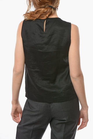 STUDIO Ramie ORATA Tank Top with Broderie-anglaise Detailing