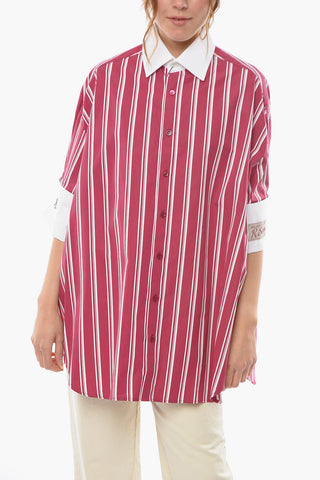 Cuffed Short Sleeve Striped Shirt